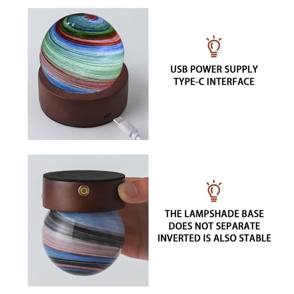 Bursdag Måne Kunst Globe Nattlys 3D-printet Månelampe for Nattbord Barnerom Dekorativ Liten Lampe August