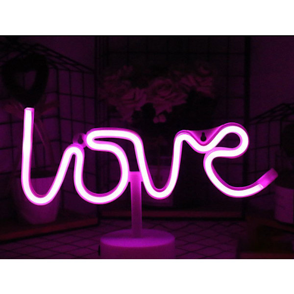 LED-spöke Neonljus Nattlampa Drivs av USB/Batteri Spöke Neon Dekorativt Ljusskylt Blå Neonljus pink love