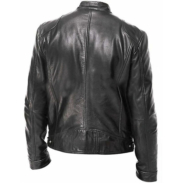 Faux Läderjacka för Män, Vindtät Motorcykel Bomberjacka Svart Black 4XL
