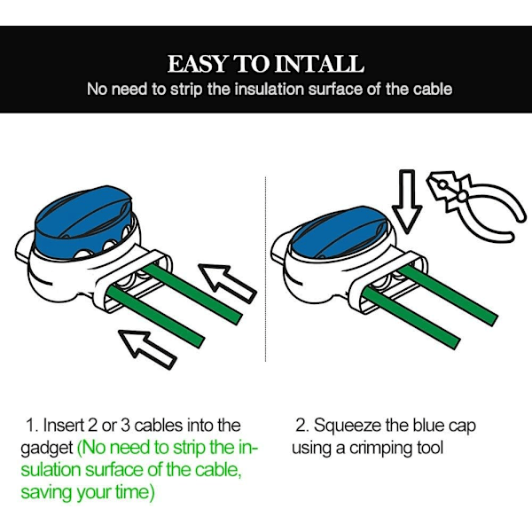 20-pack vattentäta kabelanslutningar, elektriska kabelanslutningar, crimps, gel-fyllda, gräsklipparanslutning för robotgräsklippare, bevattning Y
