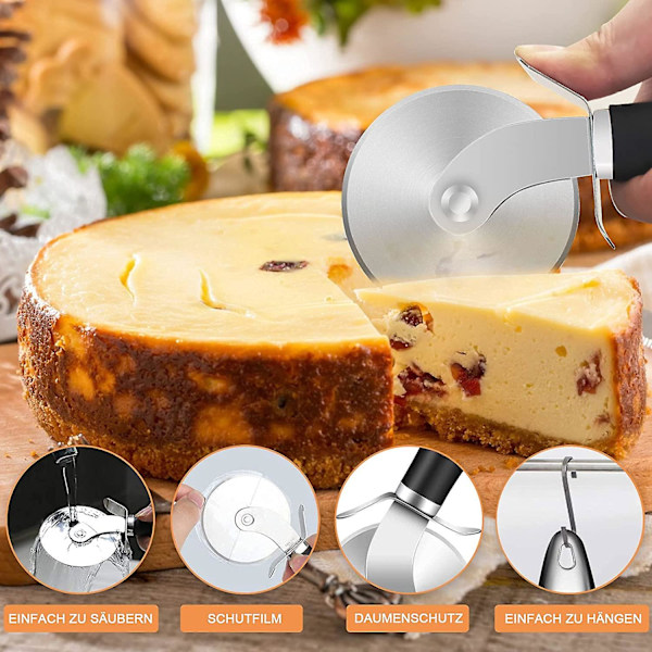 Pizzaskärare, Pizzarulle i Rostfritt Stål, Högkvalitativ Pizzakniv - Set