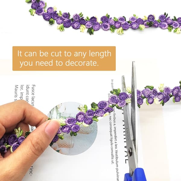5 meter blomsterbånd (lilla-4,5M) blomster DIY blondeapplikasjon