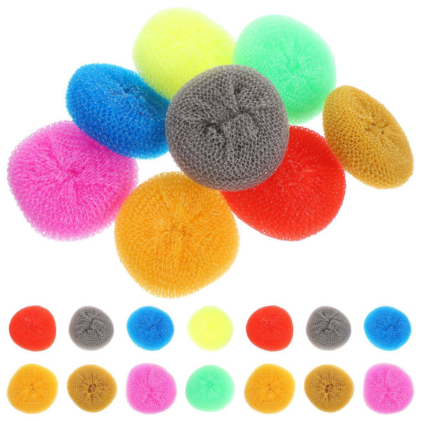 30 st Diskskrubbar för disker Gryta Runda skrubbers Köksdiskstädningsbollar köksskrubbar (blandade färger) 8x8x2.5cm