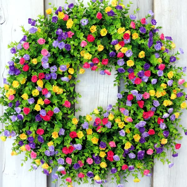 Vårkrans Dørdekor Fargerike Simuleringsblomster Sesongbasert Girlanderpynt Gul Yellow 30*30CM