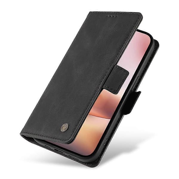 Kompatibel med iPhone 16 Plus Plånboksfodral Läder Telefonfodral - WELLNGS Black