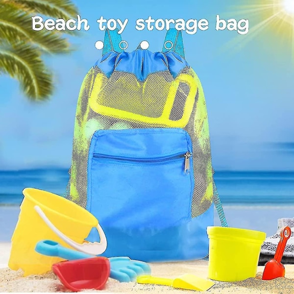 Beach Toy Bag, Stor Mesh Bag, Folding Backpack Beach Toy Storage Mesh Bag