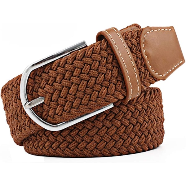 Multifarvet Elastisk Vævet Bælte Casual Flettet Strækbælte 5 Brun / Terracotta