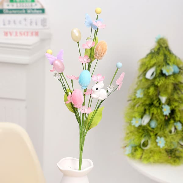 Påskehare eggdekorasjoner, kunstige stilker, DIY festbukett tilbehør A flower
