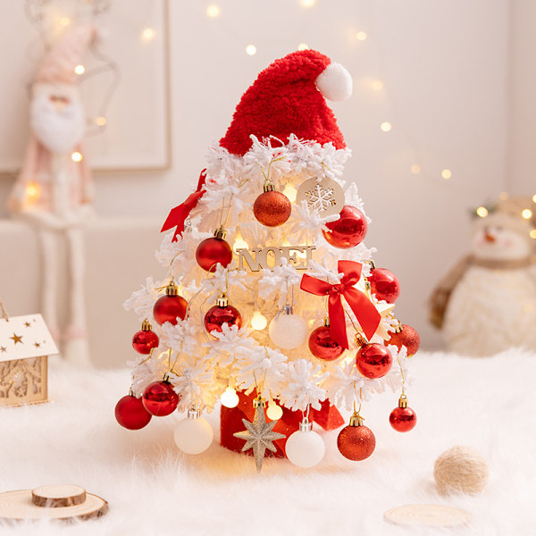 Desktop Christmas tree set desktop cartoon DIY Christmas tree flocking mini Christmas tree, suitable for room bedroom decoration