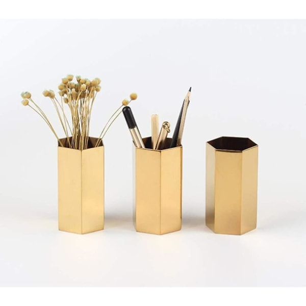 Metallvaser, rund pennhållare Vas, multifunktionell vas, prydnader Torr blomvas Skrivbordsdekoration