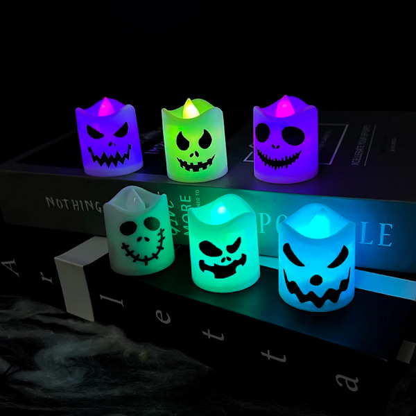 Halloween Led-haamu-kynttilävalot 24 kpl  Loistava Lamppu  Koriste Haukuttu Talot Kauhu Tarvikkeet 24PCs