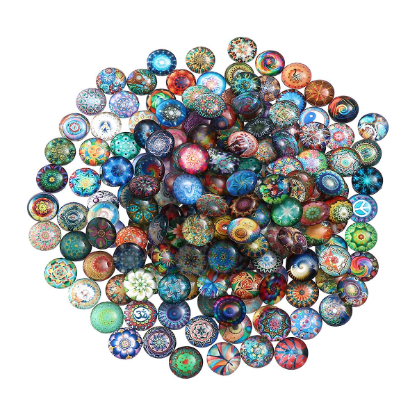 200 st 14 mm blandade runda mosaikplattor för hantverk Glasmosaik för smycketillverkning 200pcs