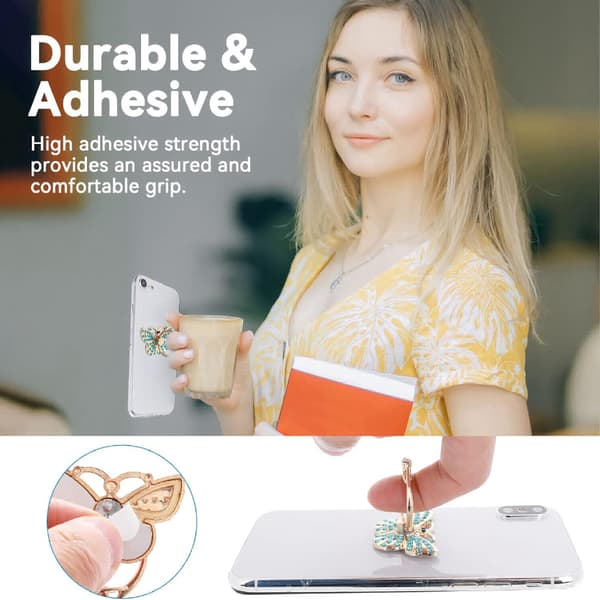(4 Colors) Phone Ring Holder, 4 Pieces Butterfly Phone Ring Holder