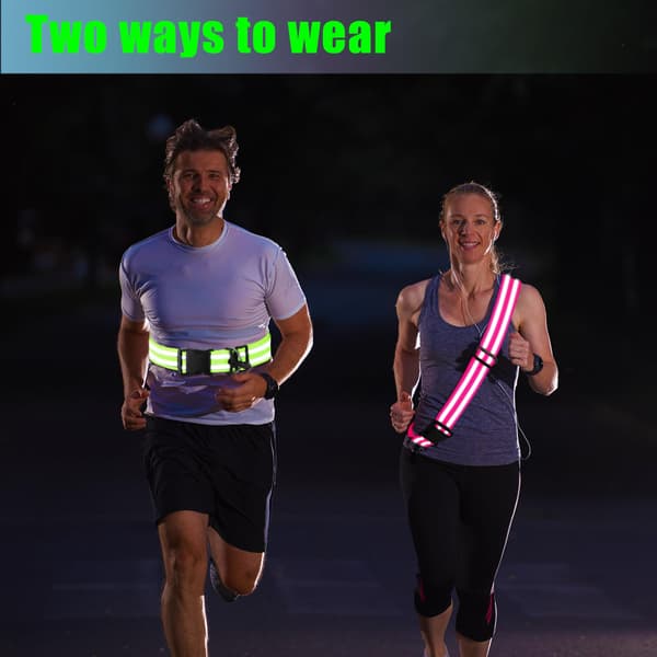 2-pack Högvisibilitets Reflexjacka & Justerbart Bälte för Nattsäkerhet, Cykling, Promenader, Reflexutrustning, Fluorescerande Fluorescent Green+Rose Red