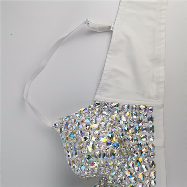 Dame Sparkle Glitter BH Top Danse Crop Tops M