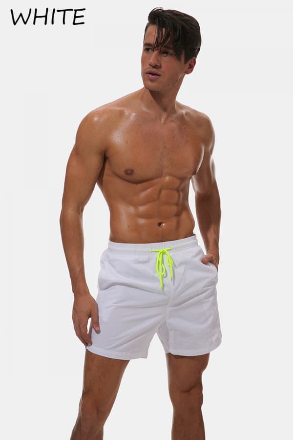 Badbyxor för män, snabbtorkande strandshorts med blixtlåsfickor och nätfoder (YKC05)