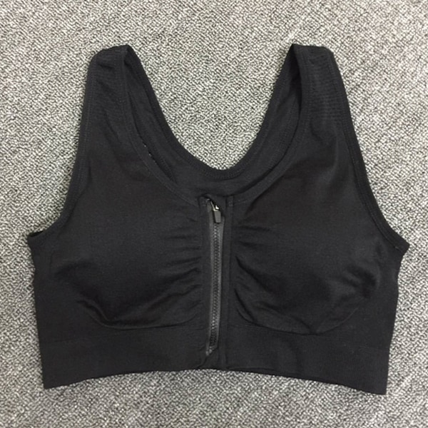 Kvinder Sports-BH High Impact Front Lukning Lynlås Trådløs Post Surgery Support Trænings-BH Fuld dækning Løbe-BH Grå Gray M