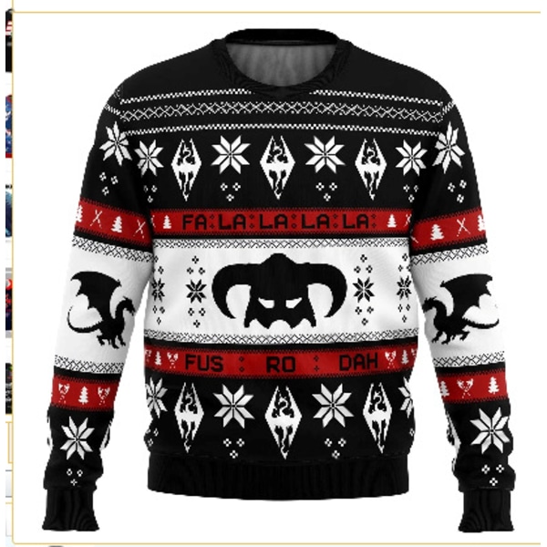 FUS RO DAH Stygg Julgenser Pullover Menn 3D Gensere Topper XL FUS RO DAH