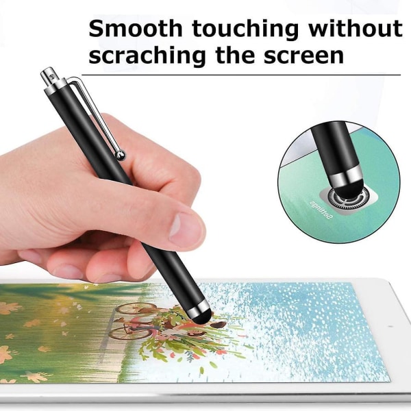 (2 st) pekskärmspennor Perfekt för att rita Handstil Spel Kompatibel med Apple Ipad Iphone Samsung surfplattor och alla andra pekskärmar kommer Black