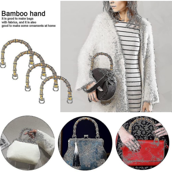 4-pack bambu handtag handtag, väska handtag Bambu handtag handtag för väska