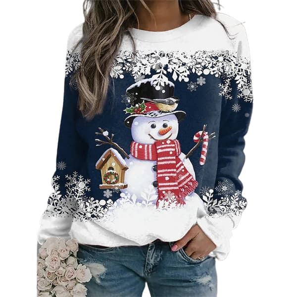 Julkläder för kvinnor - Snögubbe Tröja med Lång Ärm A A 2XL