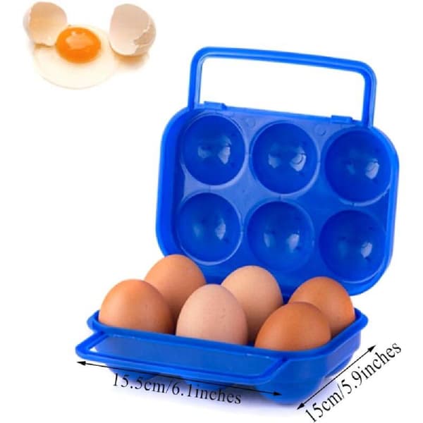 Portable Plastic Egg Carton 6 Compartments Foldable Egg Storage Box Large Capacity Egg Box Egg Holder Organizer for Refrigerator and Crisper (2pcs)