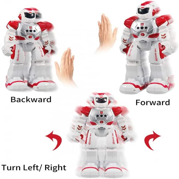 Fjärrkontrollrobot för barn, intelligent programmerbar robot med infraröda kontrollleksaker, dans, sång, mångång och LED-ögon, gestkontroll Red