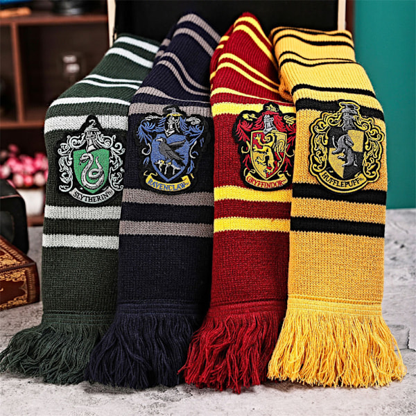 Harry Potter Halsduk Mjuk Klassisk Vinterstickad Halsduk Slytherin
