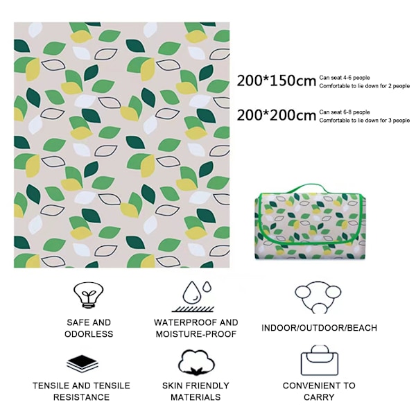 Vandtætte foldbare tæpper Lukkelig mode picnicmåtte til udendørs campingstrand Rød Plaid Red Plaid 150 * 200cm