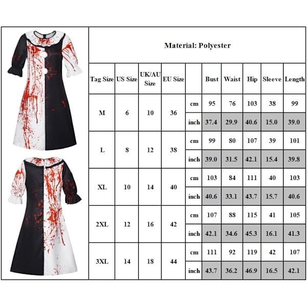 M-3XL Halloween Clown Kostym för Vuxna Män och Kvinnor - Rollspel Performance Kvinnor Women 2XL