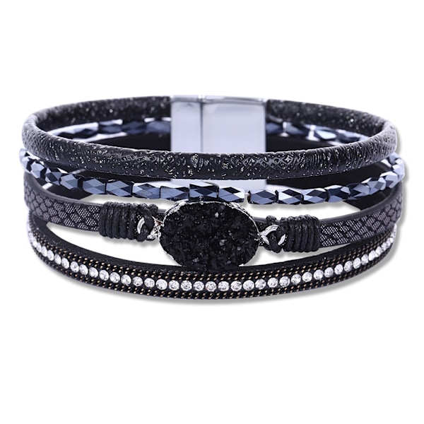 Vintage läder PU kant magnetlås armband