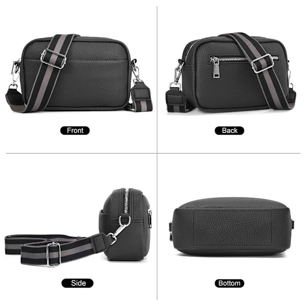 Naisten olkalaukku klassinen leveällä hihnalla varustettu crossbody-laukku vetoketjulla Beige