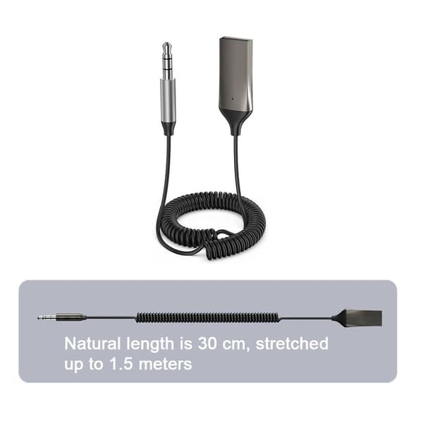 Bluetooth-sovitin auton aux-liitäntään, auton USB Bluetooth -vastaanotin Bluetooth 5.0 KLB:llä