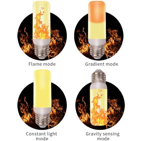 4-pack 3W E27 Fladdrande Eldflamma Glödlampor, med 4 Belysningslägen, IP42, Vattentät, för Hotell, Festivaldekoration, Blå Blue