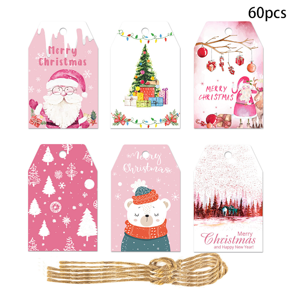 60 kpl lahjakortteja paperilaput DIY lahjapakkaus tarvikkeet joulukuusi riippuva koristeet 2024 uusi vuosi koristelu 60pcs-set3
