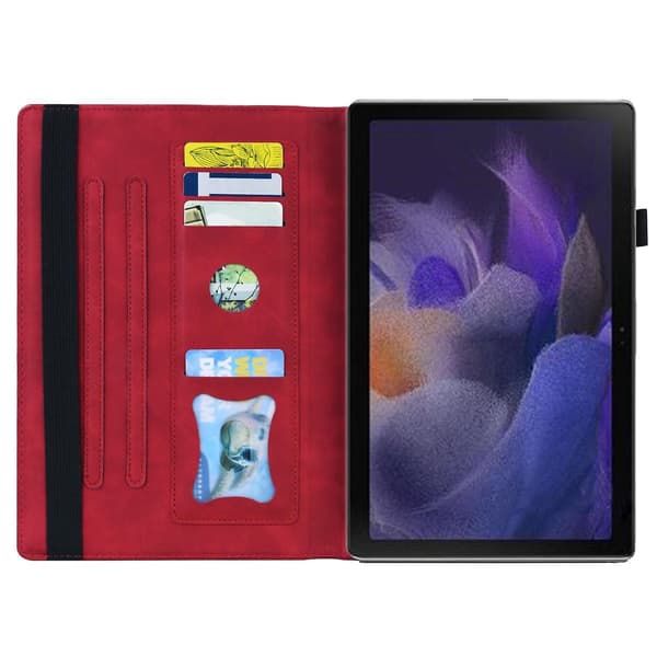 Læderetui med syninger til Samsung Galaxy Tab A9+ Red