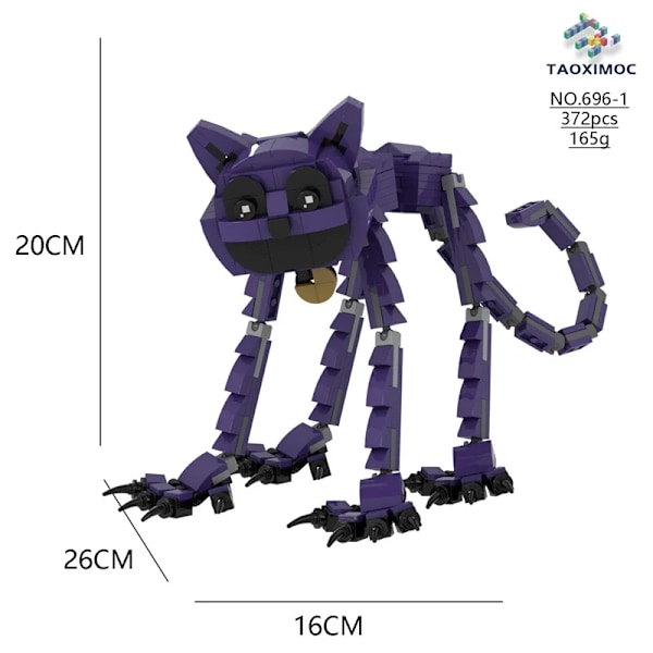 Nya Smiling Critters Byggklossar - Dogday & Catnap Set Large Purple Cat