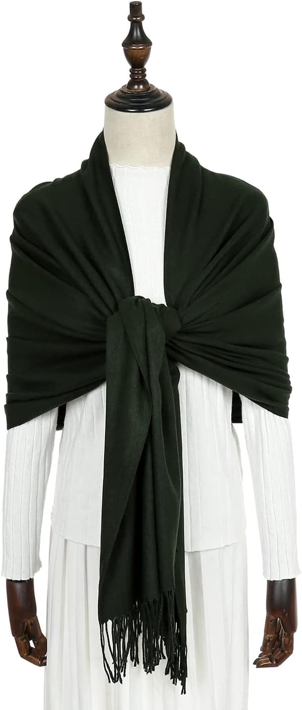 Dame Tørklæder Pashmina Sjaler og Wraps til Bryllupssjaler til Kvinder Vinter army green