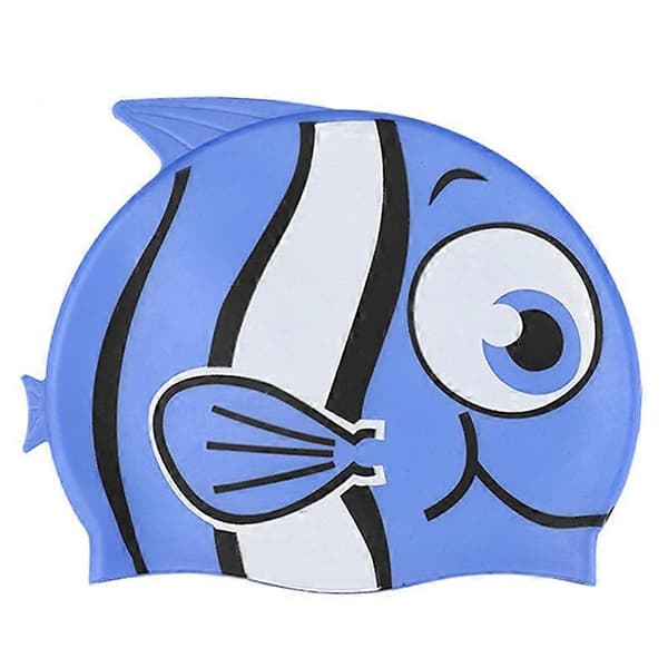 Silikone badehætte til børn Tegneserie badehætte Sød fisk badehætte CJY Blue1
