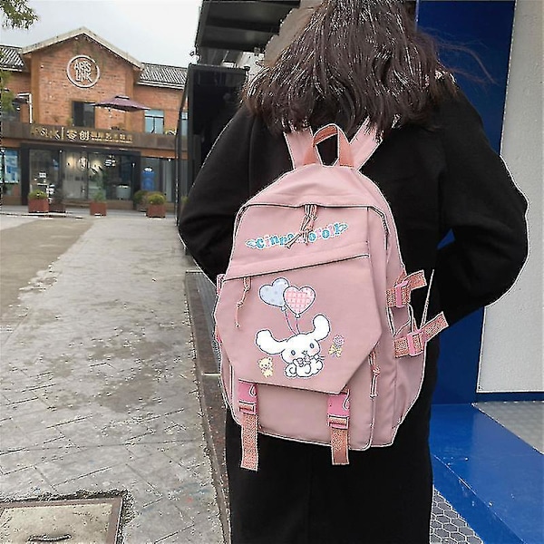 Anime Sanrio Plyschleksak Cinnamoroll Ryggsäck Barn Flicka Pojke Svart Blå Skolväska Kawaii Student Skolväska Dator Bra Present