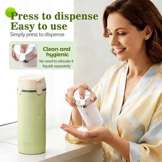 Måleflaske – 4-i-1 reisedispenser – med dispenser – reiseflaske – 4 x 30 ml white