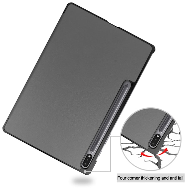 Samsung Galaxy Tab S7 Plus/FE/Lite Kolminkertainen suojakotelo PU-nahka/PC harmaa