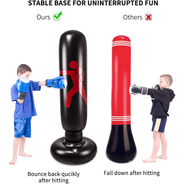 Oppustelig boksesæk til børn, tunge fritstående boksesække til kickboxing for børn og kvinder, bærbar indendørs boksning for børn og voksne