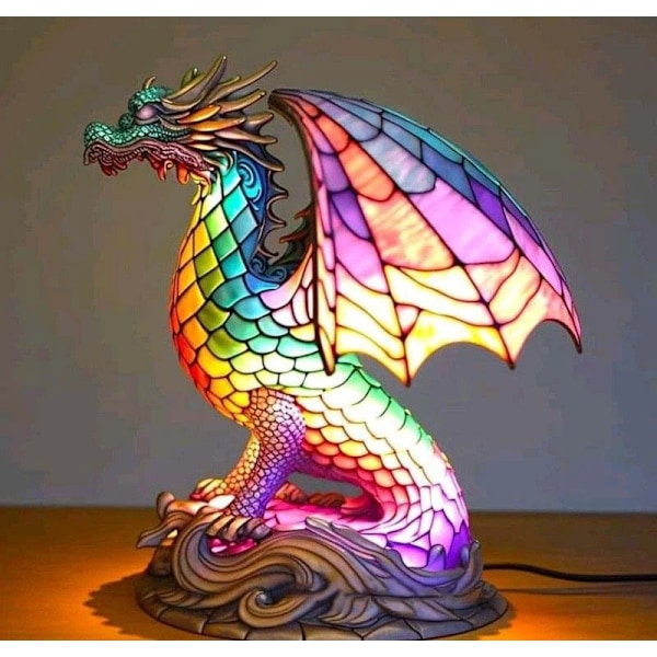 Magiske Væsen Ledningsbordlampe Dæmpbar USB Bordlampe - 1 stk Julegaver 22cm Dragon