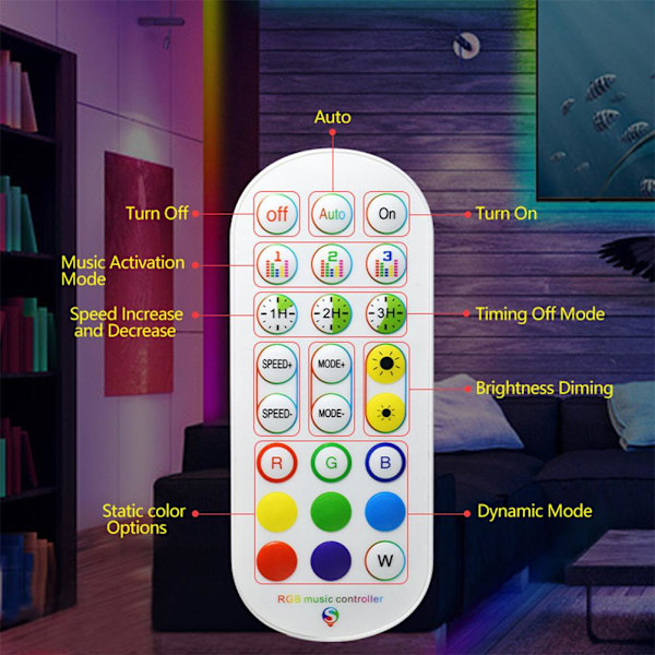 LED TV-bakgrundsbelysning med APP-styrning 5M USB LED-slinga Musik