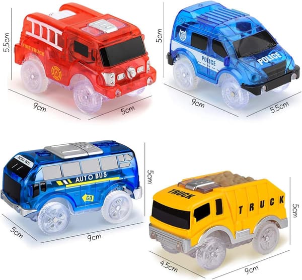 4-pak legetøjsbiler med 5 LED-lys Packaging 2