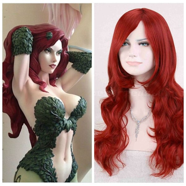 Perukat COS Batman Poison Ivy Punainen Perukki Kiharainen Pitkä Cosplay Päivittäinen Hiukset Lämpöä Kestävä Synteettinen Kuitu Perukki ..