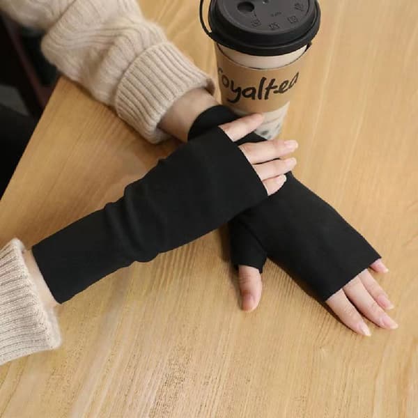 Selvopvarmende Dralon Halvfinger Touchscreen Handsker til Kvinder, Vinter Fleeceforede Kuldesikre Varme Handsker black
