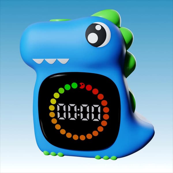 Visuel Timer til Børn – 100 Minutter Dinosaur LED Nedtælling, Stille og Pædagogisk til Hjem og Klasseværelse Blue