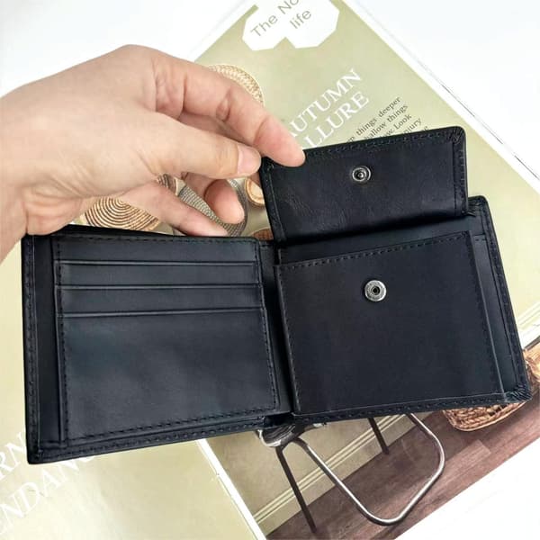 Plånböcker Smal Plånbok i Äkta Läder med Låsfunktion, Myntficka, Minimalistiska Plånböcker för Män med Blue